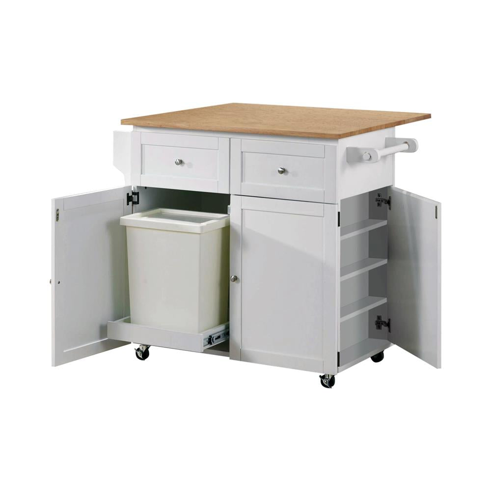 3-Door Kitchen Cart with Casters Natural Brown and White - What A Room