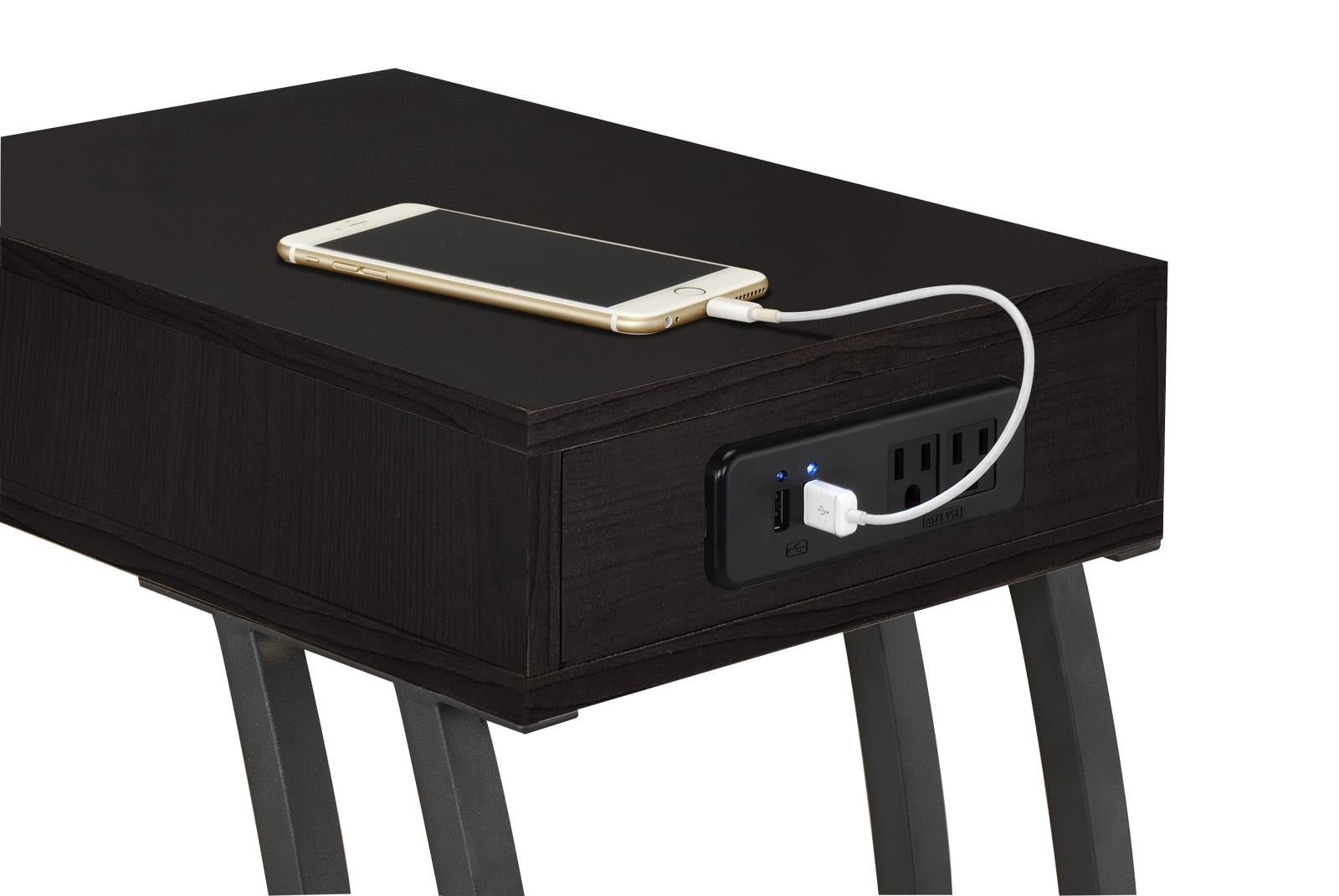 Accent Table with Power Outlet Cappuccino - What A Room
