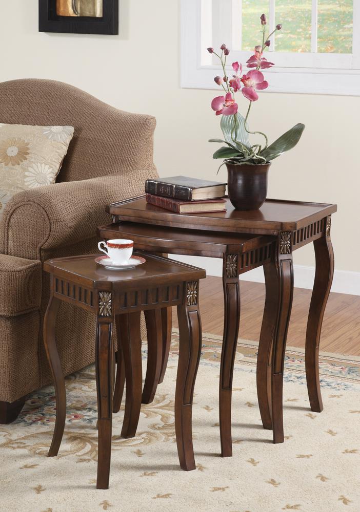 3-piece Curved Leg Nesting Tables Warm Brown - What A Room