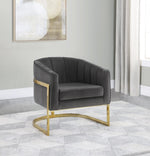 Tufted Barrel Accent Chair Dark Grey and Gold - What A Room