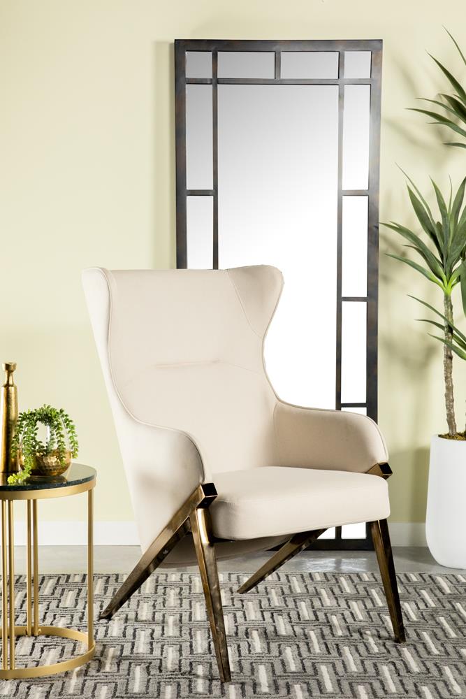 Upholstered Accent Chair Cream and Bronze - What A Room