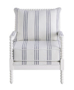Upholstered Accent Chair with Spindle Accent White and Navy - What A Room