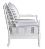Upholstered Accent Chair with Spindle Accent White and Navy - What A Room