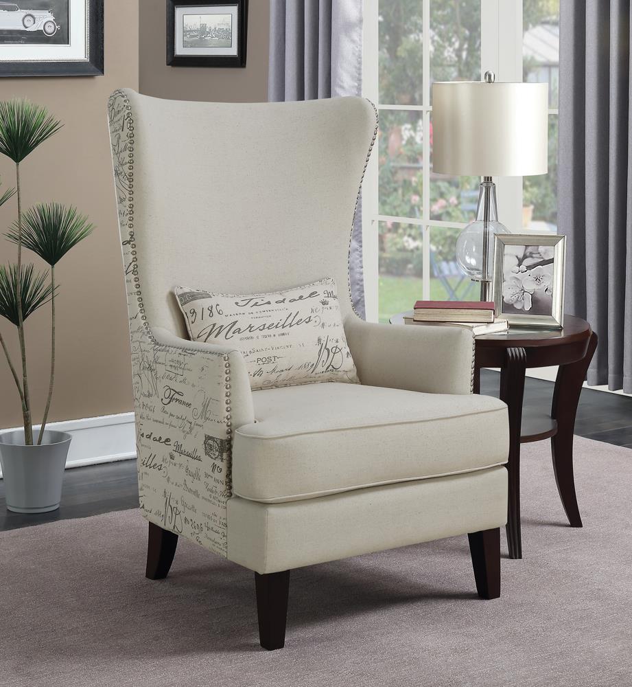 Curved Arm High Back Accent Chair Cream - What A Room