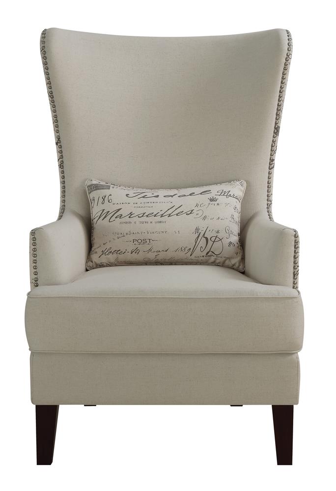 Curved Arm High Back Accent Chair Cream - What A Room