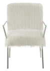 Faux Sheepskin Upholstered Accent Chair with Metal Arm White - What A Room