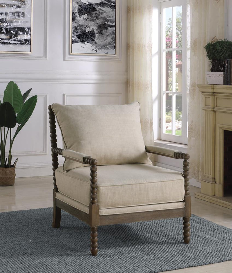 Cushion Back Accent Chair Oatmeal and Natural - What A Room