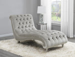 Tufted Cushion Chaise with Nailhead Trim Grey - What A Room