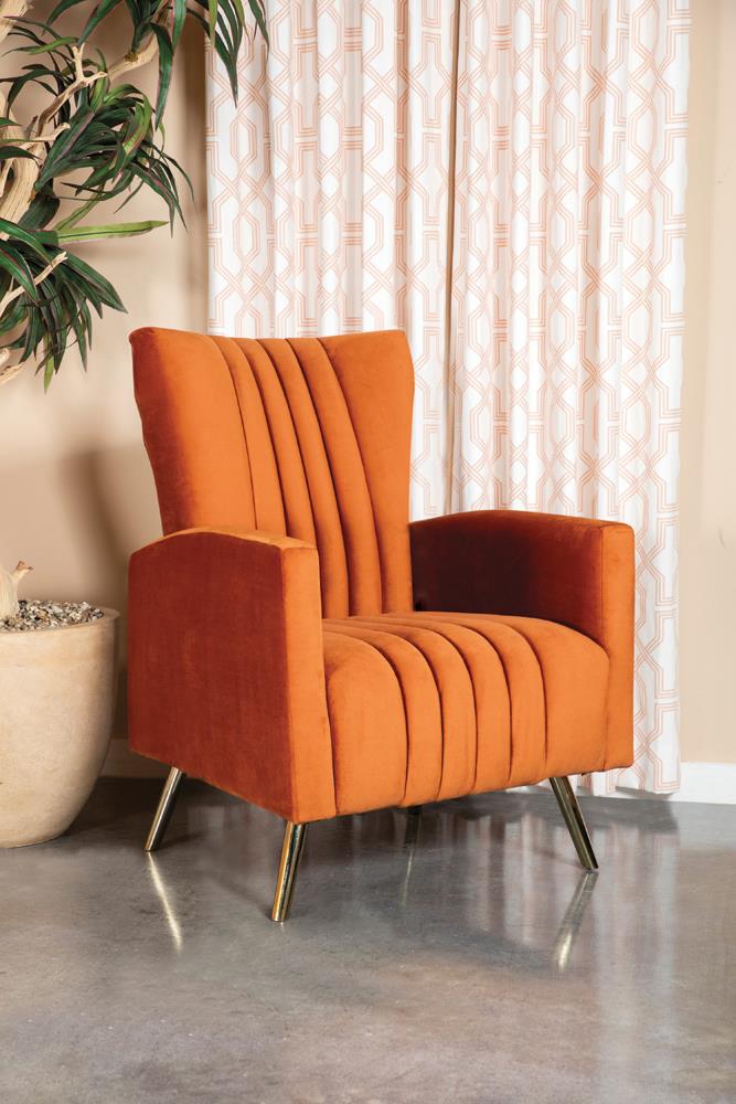Channeled Tufted Upholstered Accent Chair Rust - What A Room