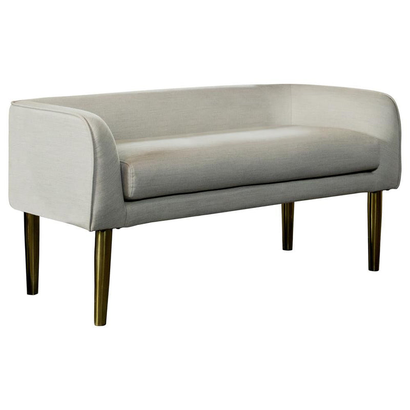 Low Back Upholstered Bench Light Grey and Gold - What A Room