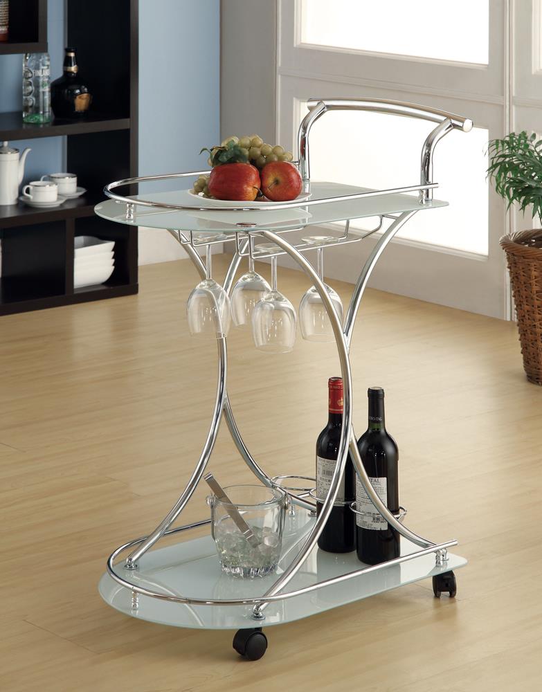 2-shelve Serving Cart Chrome and White - What A Room