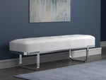 Tufted Upholstered Bench Off White and Chrome - What A Room