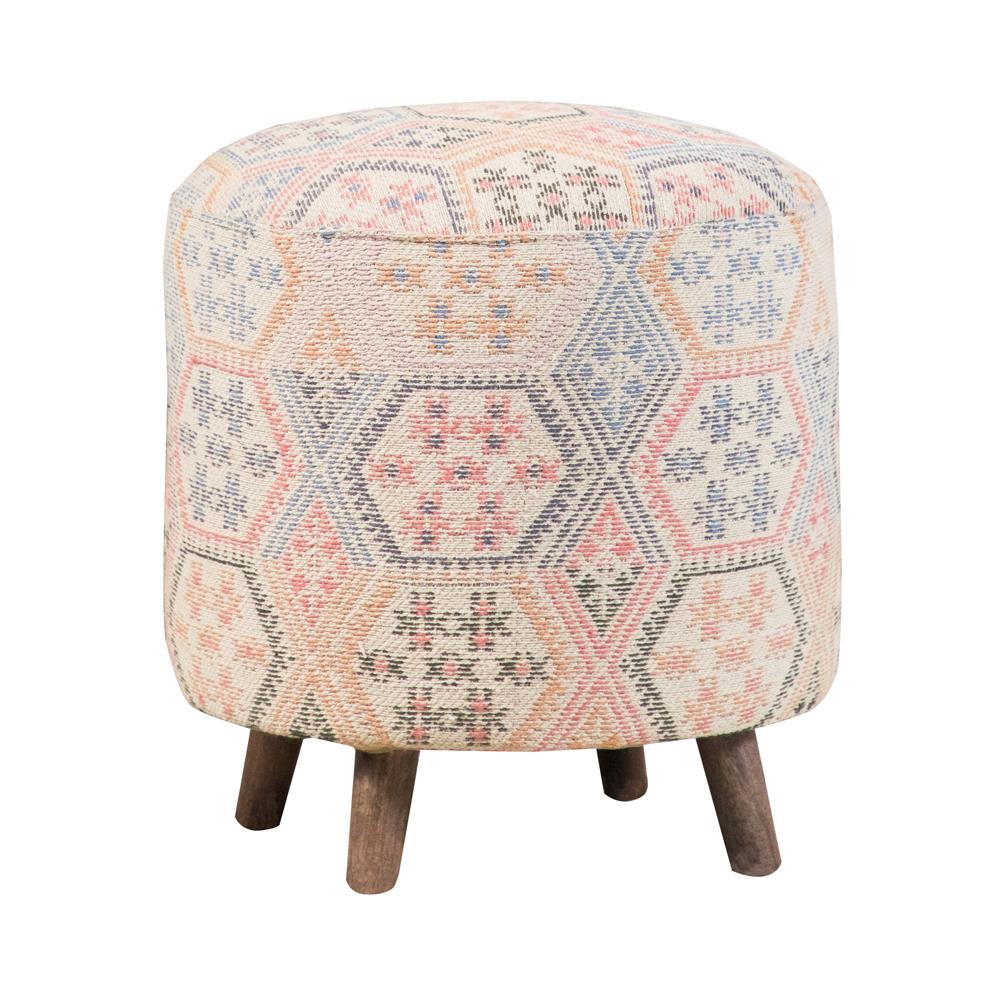 Ikat Pattern Round Accent Stool Multi-color - What A Room