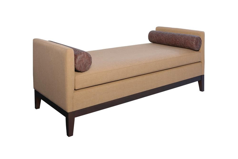 Upholstered Wooden Legs Bench Amber and Brown - What A Room
