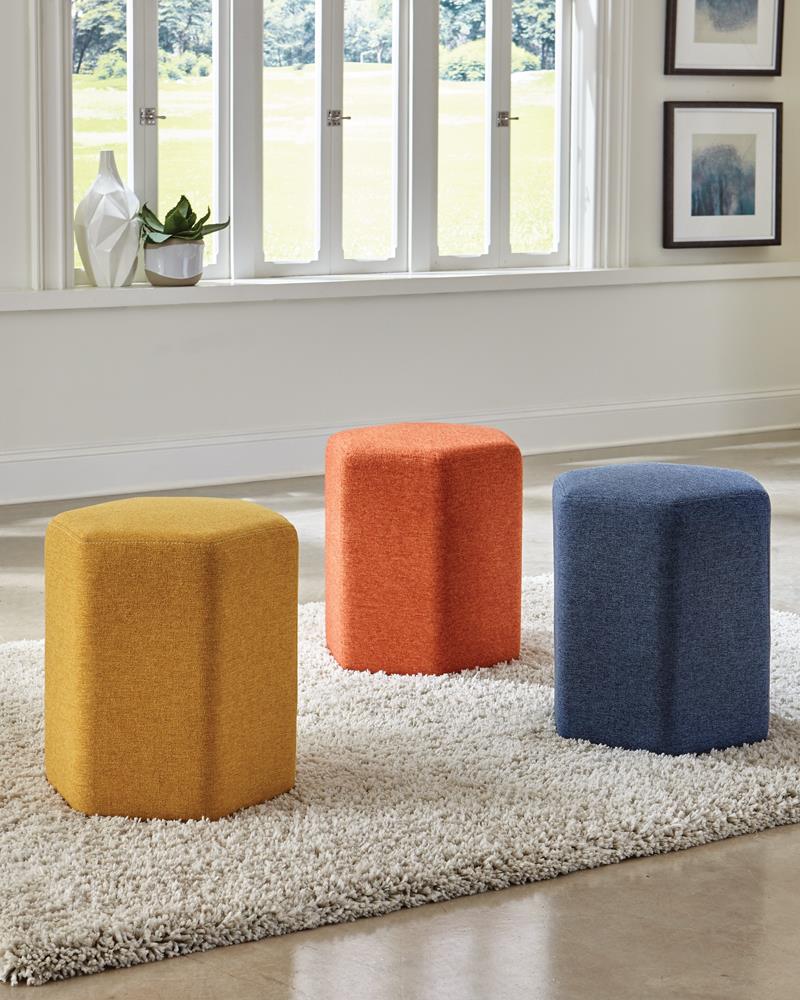 Hexagonal Upholstered Stool Yellow - What A Room