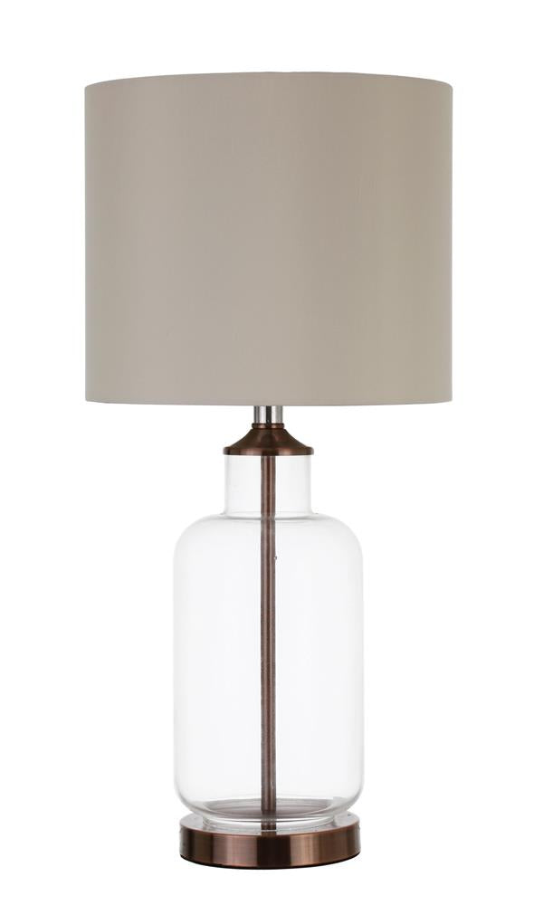 Drum Shade Table Lamp Creamy Beige and Clear - What A Room