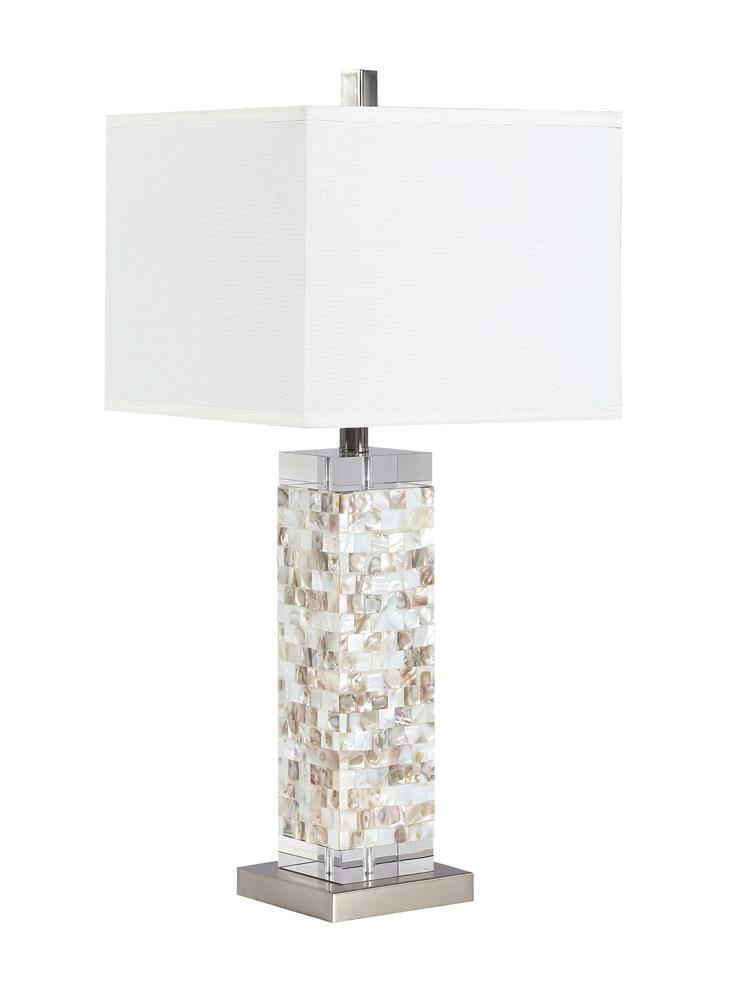 Square Shade Table Lamp with Crystal Base White and Silver - What A Room