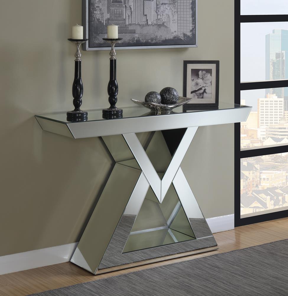 Console Table with Triangle Base Clear Mirror - What A Room