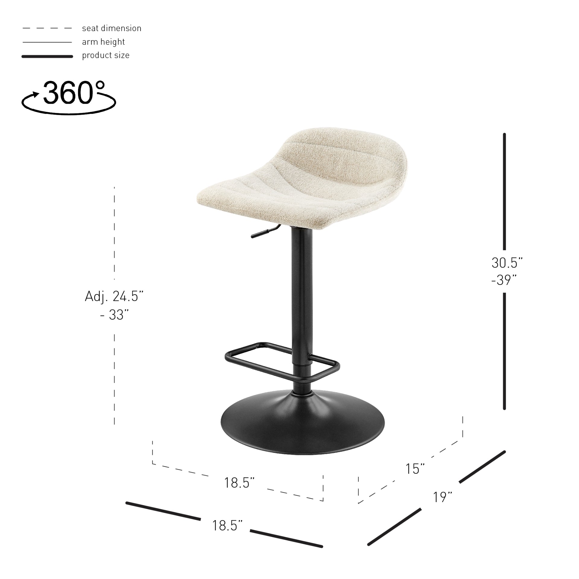 Koa  Fabric Gaslift Swivel Bar Stool - What A Room