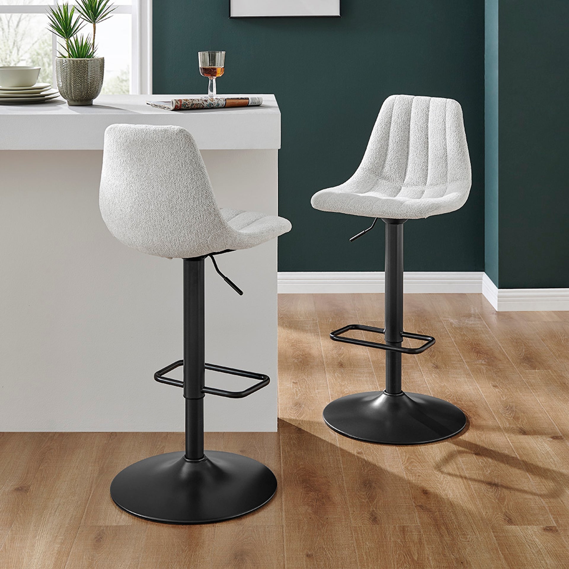 Robert  Fabric Gaslift Swivel Bar Stool - What A Room