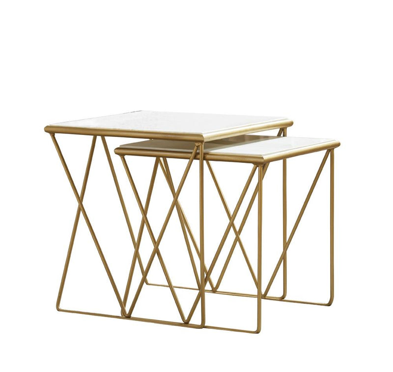 2-piece Nesting Table Set White and Gold - What A Room