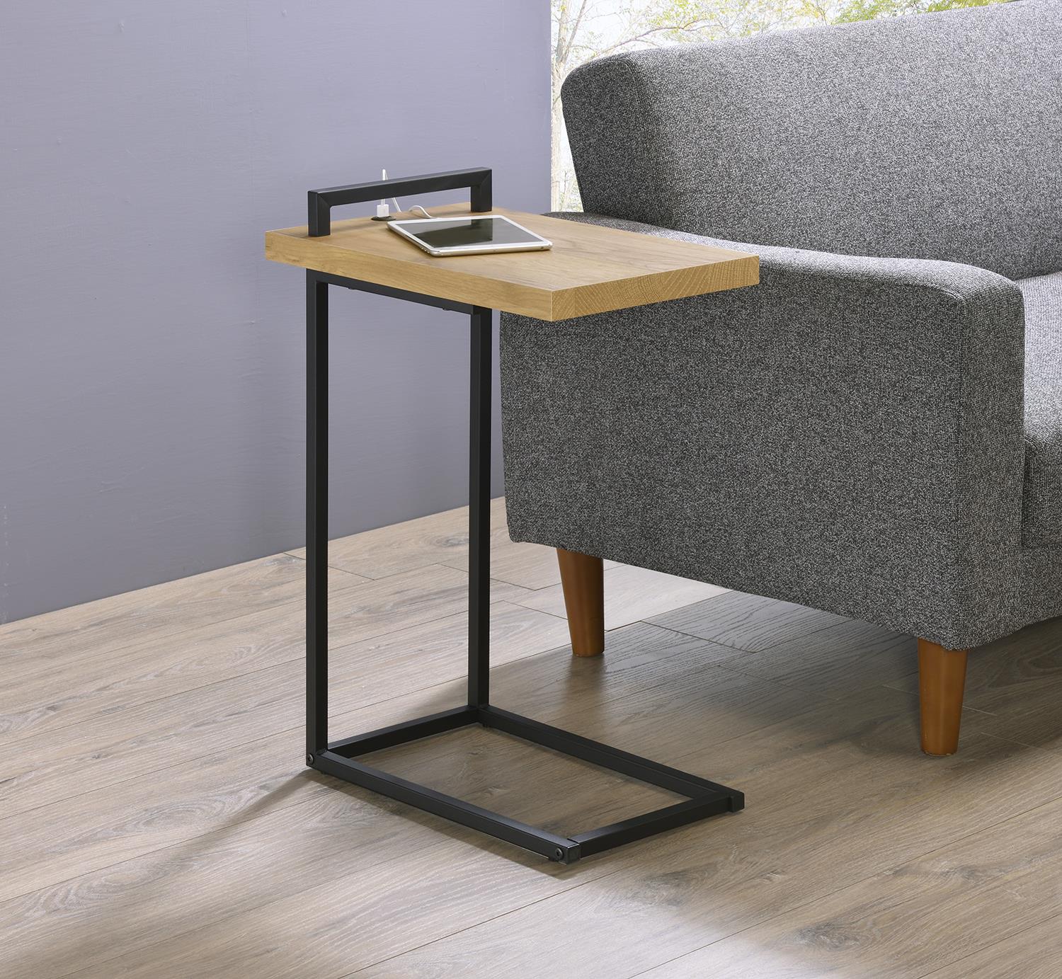 C-shaped Accent Table with USB Charging Port - What A Room