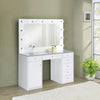7-drawer Glass Top Vanity Desk with Lighting White - What A Room