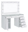 7-drawer Glass Top Vanity Desk with Lighting White - What A Room