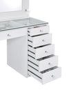 7-drawer Glass Top Vanity Desk with Lighting White - What A Room