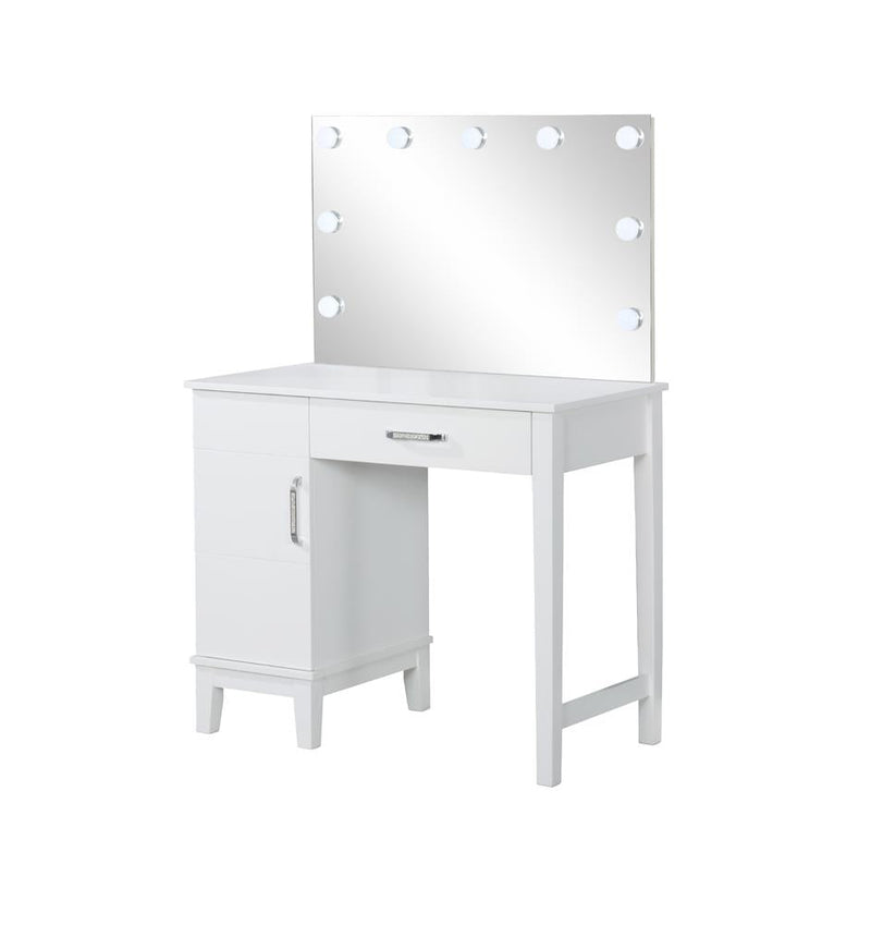 Vanity Set with LED Lights White and Dark Grey - What A Room