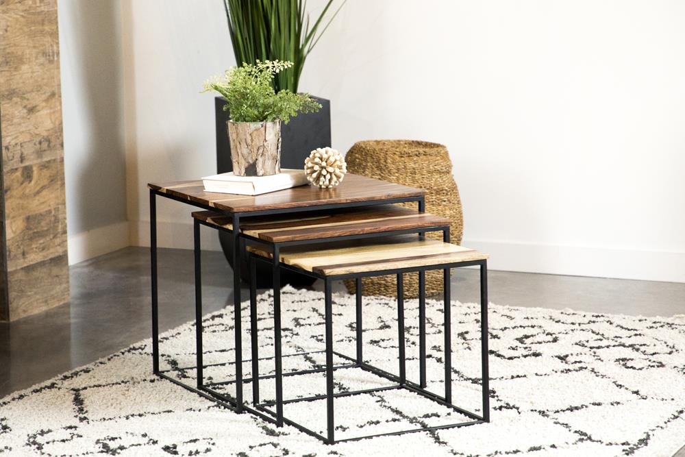 3-piece Square Nesting Tables Natural and Black - What A Room