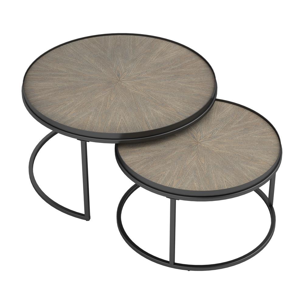 2-piece Round Nesting Tables Weathered Elm - What A Room