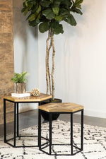 2-piece Hexagon Nesting Tables Natural and Black - What A Room