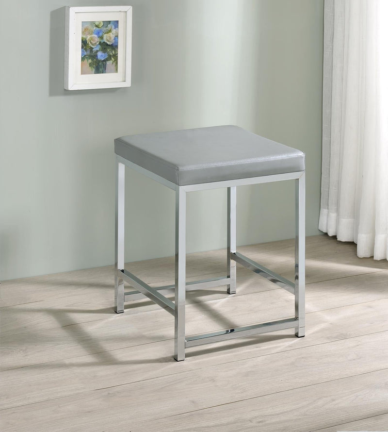 Upholstered Square Padded Cushion Vanity Stool - What A Room