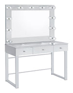 3-drawer Vanity with Lighting Chrome and White - What A Room