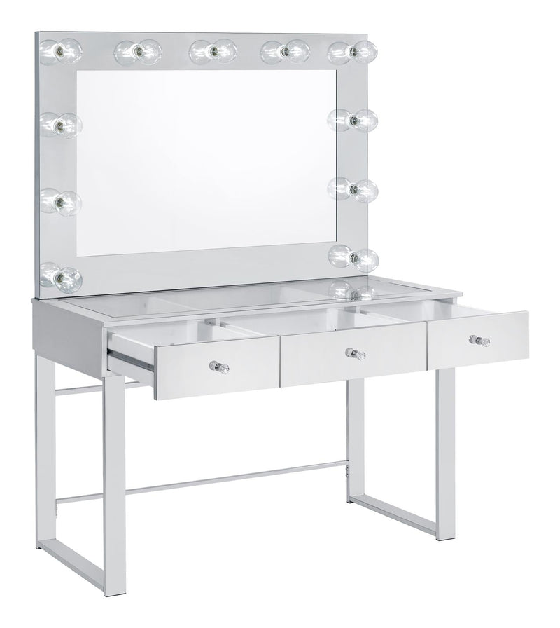 3-drawer Vanity with Lighting Chrome and White - What A Room
