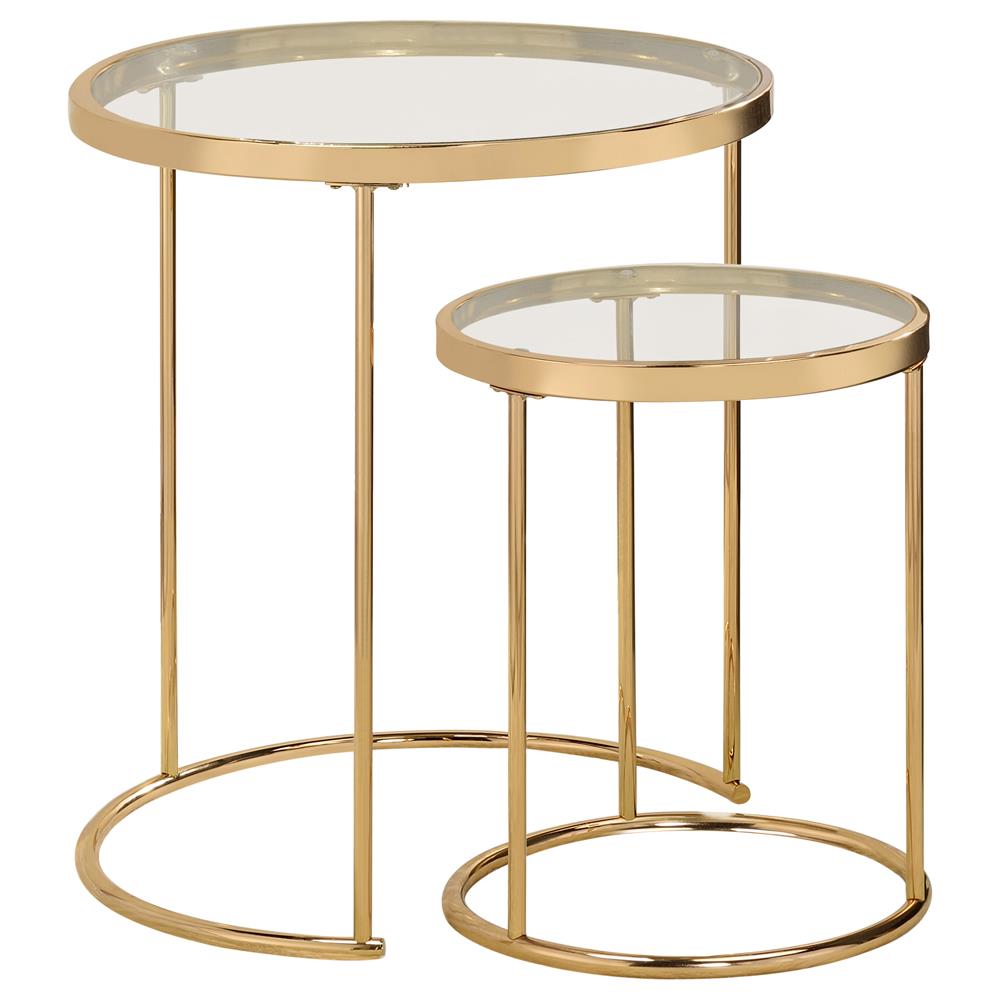 2-piece Round Glass Top Nesting Tables Gold - What A Room