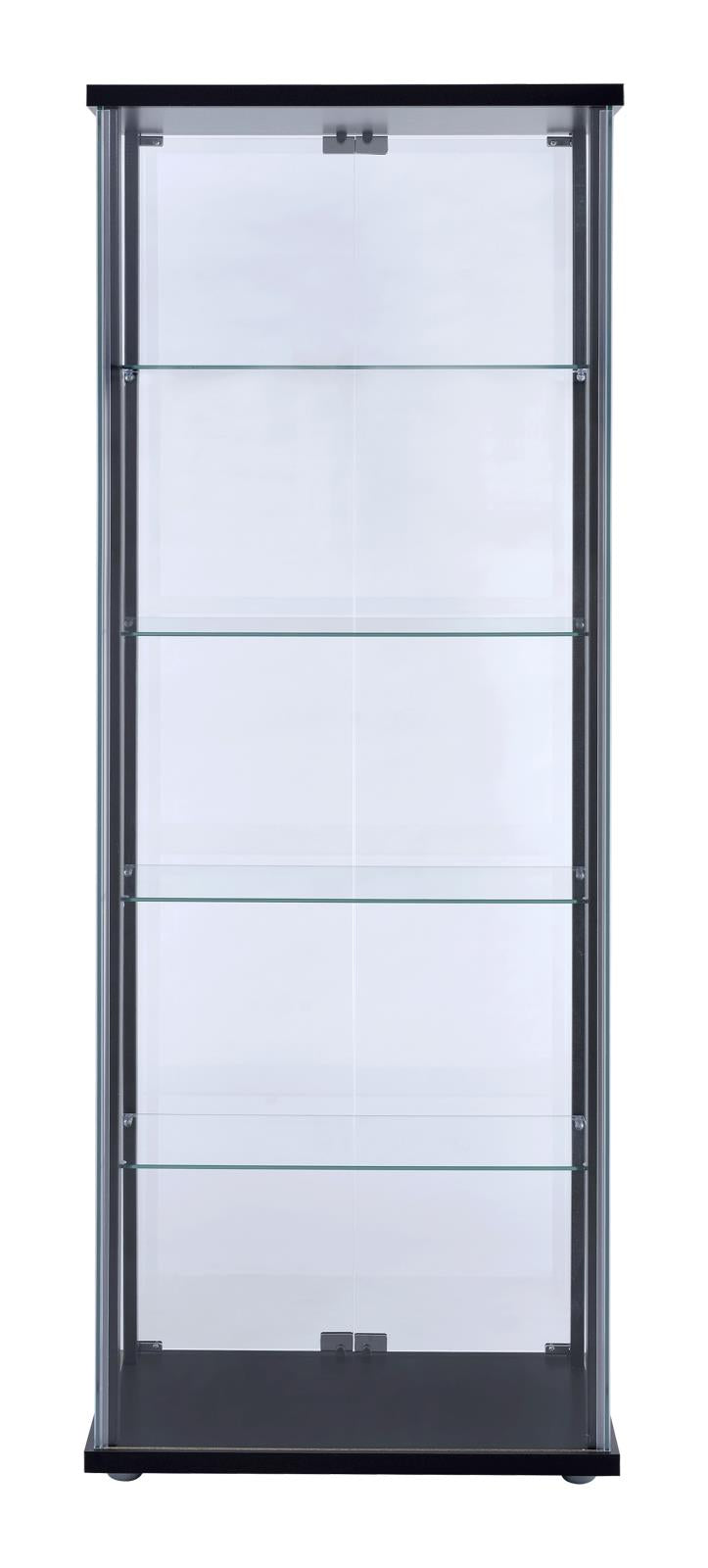 5-shelf Glass Curio Cabinet Black and Clear - What A Room