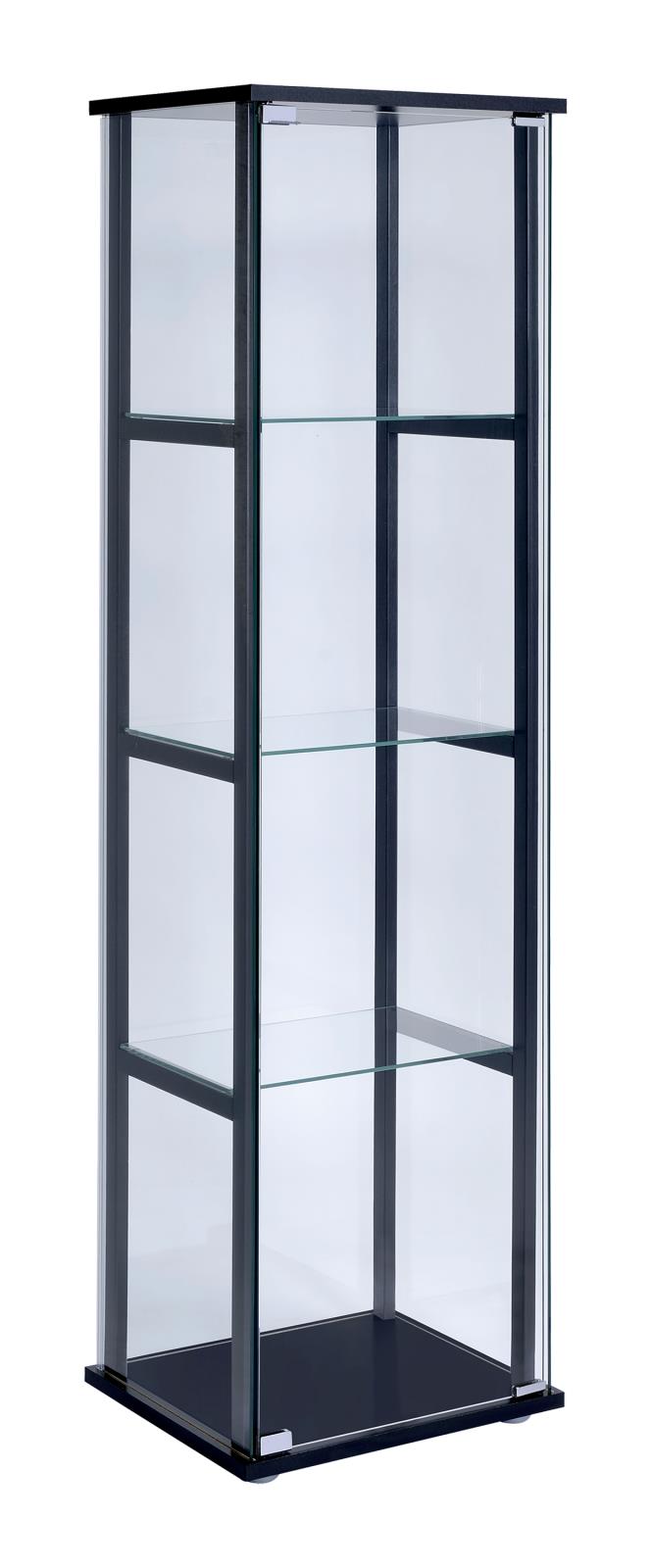 4-shelf Glass Curio Cabinet Black and Clear - What A Room