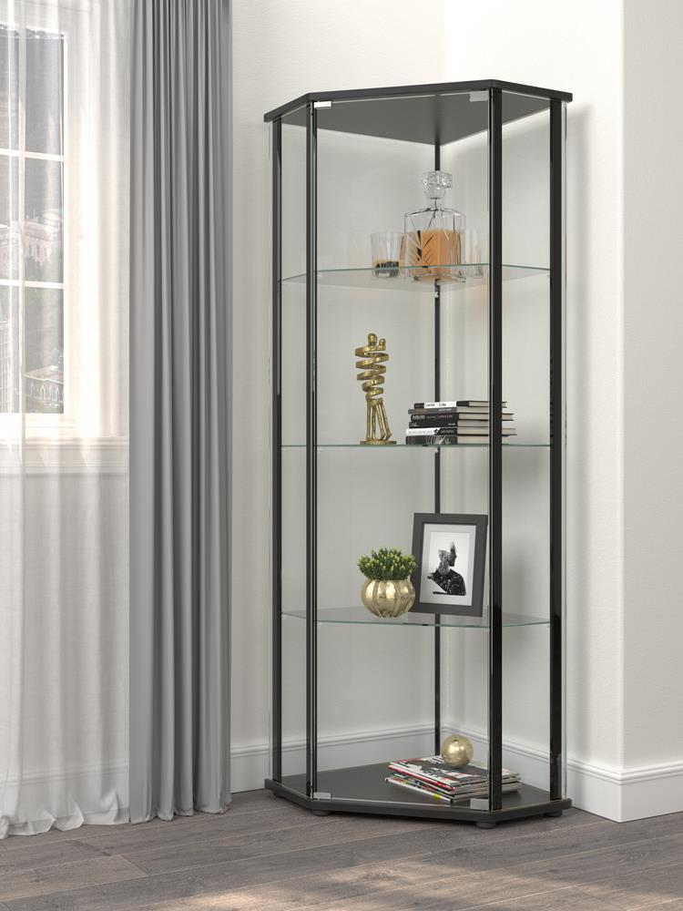 Glass Shelf Curio Cabinet Clear and Black - What A Room
