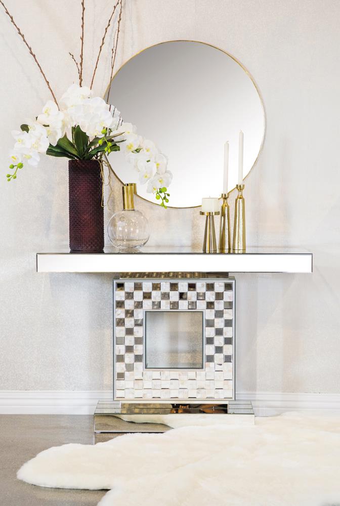 Checkerboard Square Base Console Table Silver - What A Room
