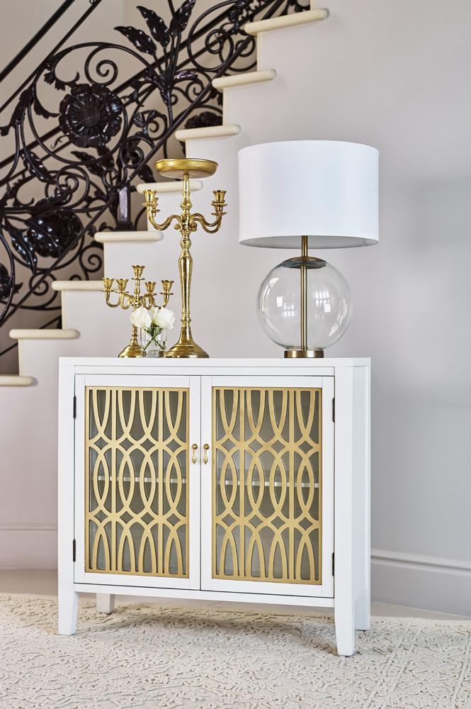 2-shelf Accent Cabinet White and Gold - What A Room
