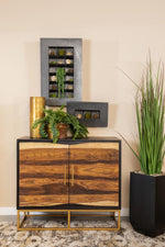 2-door Accent Cabinet Black Walnut and Gold - What A Room