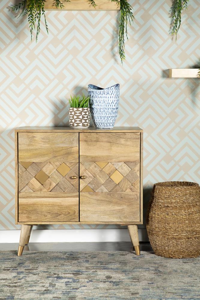 Checkered Pattern 2-door Accent Cabinet Natural - What A Room