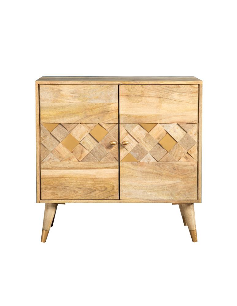 Checkered Pattern 2-door Accent Cabinet Natural - What A Room