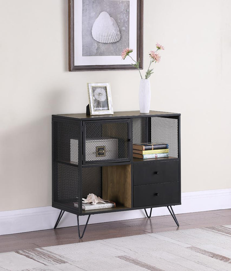 Hairpin Leg Accent Cabinet Light Oak and Gunmetal Grey - What A Room