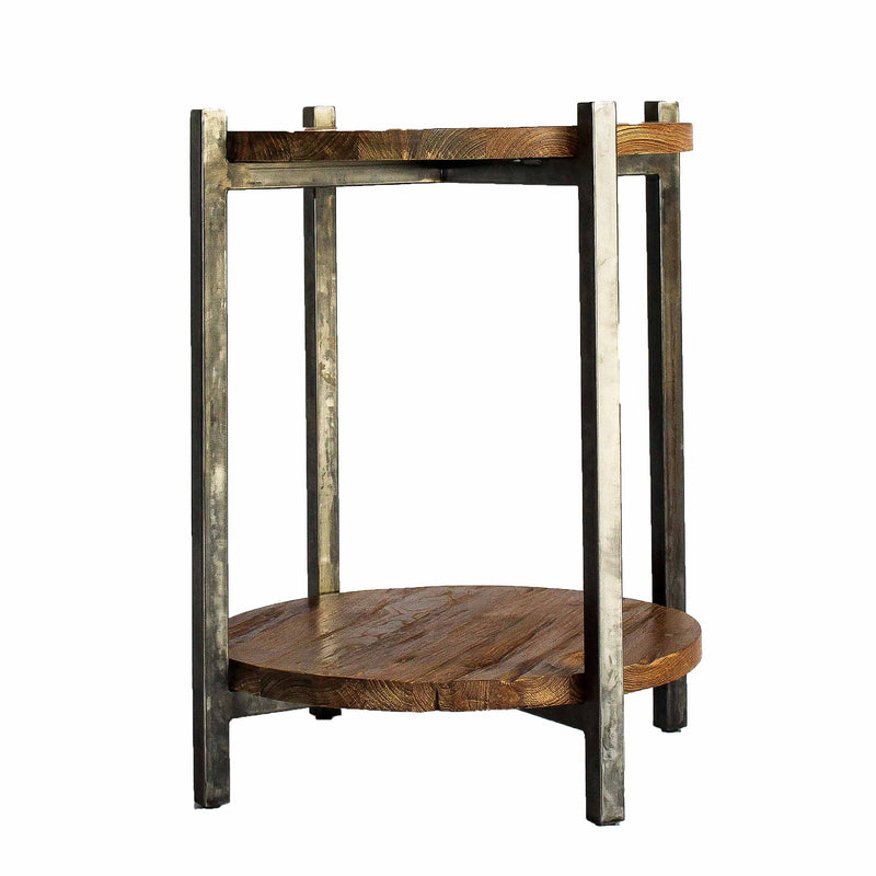 Lotta Reclaimed Teak Wood Side/ End Table Gunmetal Frame - What A Room