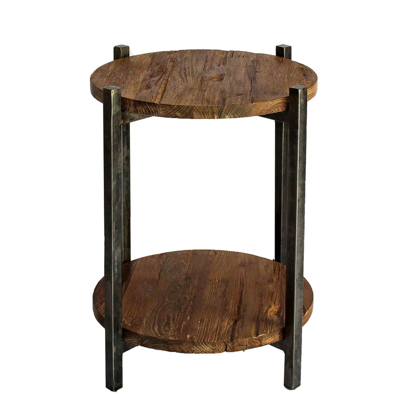 Lotta Reclaimed Teak Wood Side/ End Table Gunmetal Frame - What A Room
