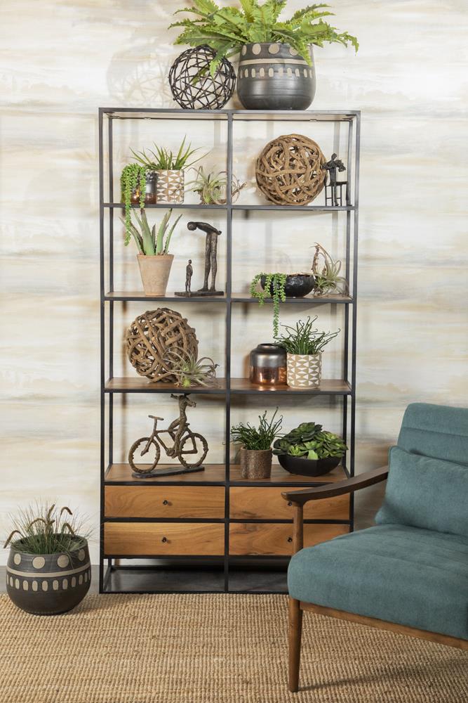 4-drawer Etagere Natural Sheesham and Black - What A Room