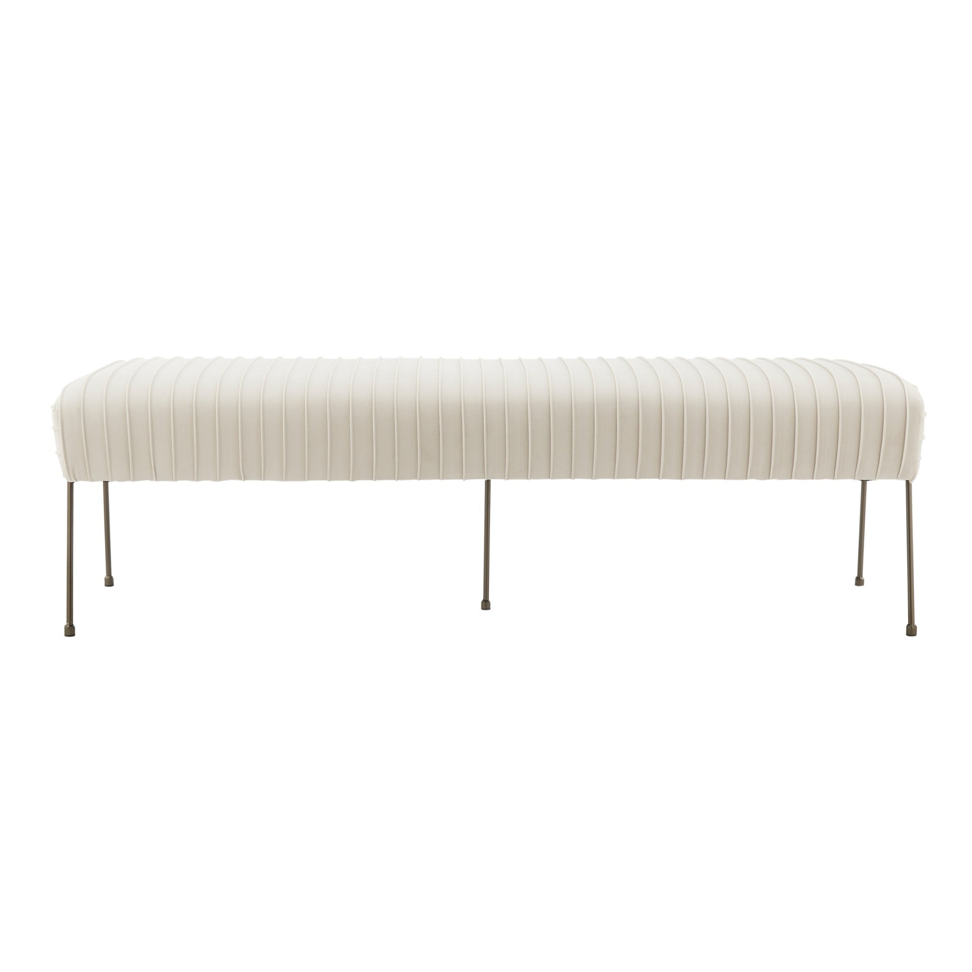 Merritt Velvet Fabric Pleated Bench - What A Room